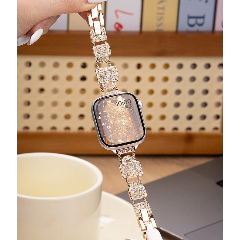 Suitable for Iwatch10 Watch Strap Small Fragrance Handbag Apple 98765432 Metal Chain Se Watch Strap