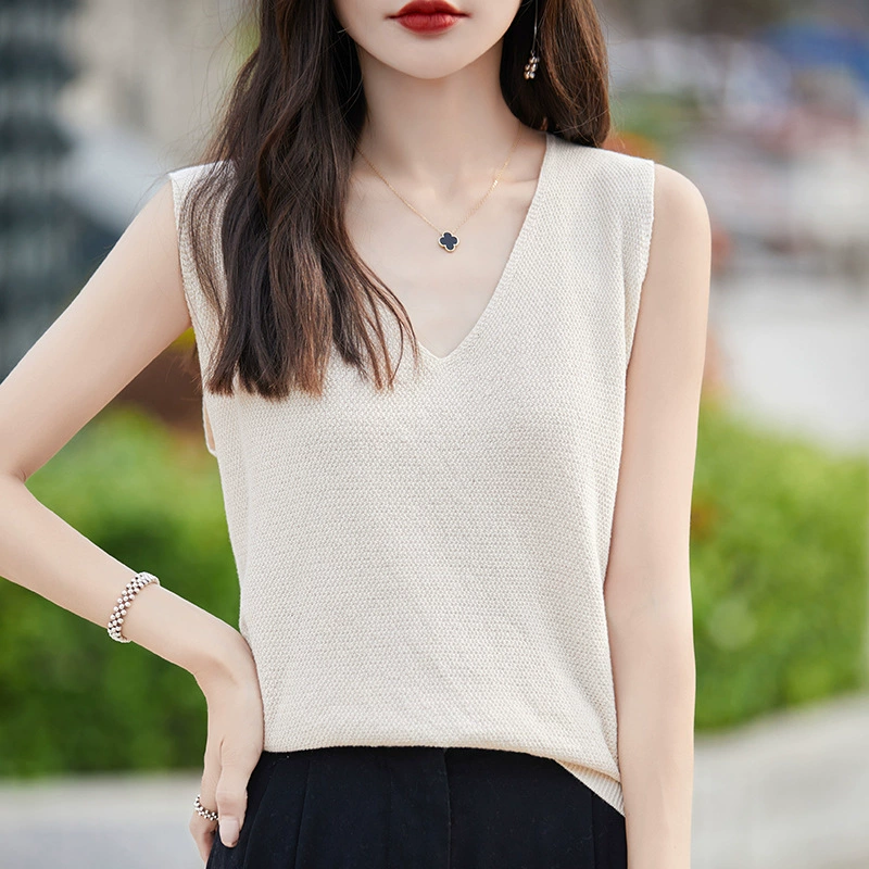 24-летние новые хлопковые трикотажные камзолы с V-образным вырезом