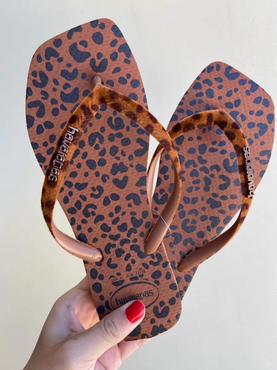 24 neue brasilianische Havaianas Sommer-Strand-Flip-Flops mit rutschfester, weicher Sohle und Leopardenmuster für Damen_voghion.com
