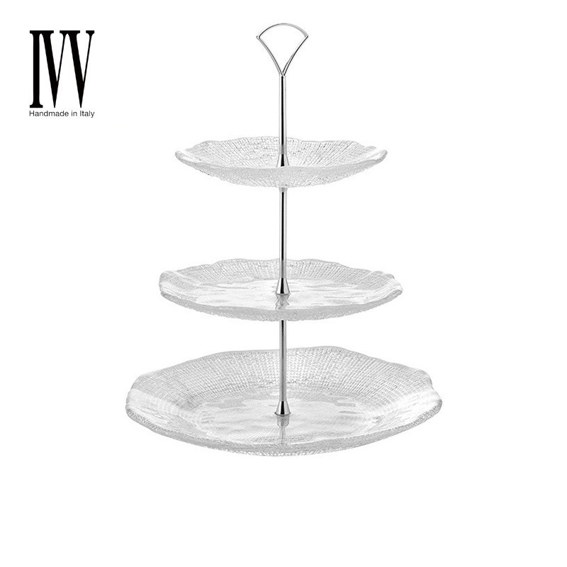 Italian IVV imported European-style handmade glass dessert plate three-layer snack rack afternoon tea cake rack snack plate