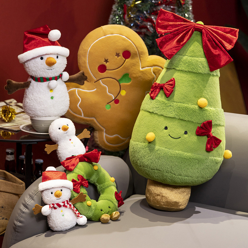 Presentes de Natal: Boneco de Gengibre, Almofada, Cachecol, Boneco de Neve, Guirlanda de Árvore de Natal, Enfeite de Pelúcia, Pingente._voghion.com
