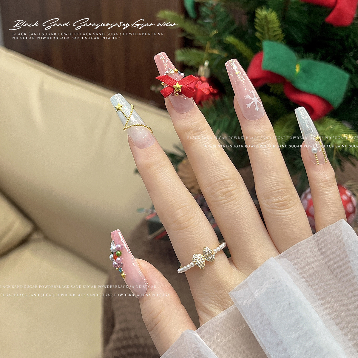 Golden small nail decoration