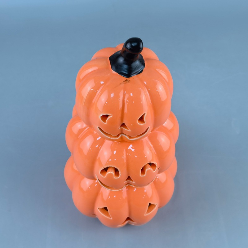 Selección estricta transfronteriza de lámparas de calabaza de Halloween candelabro fantasma luminoso de tres capas de lámparas de calabaza hueco decoración de candelabro