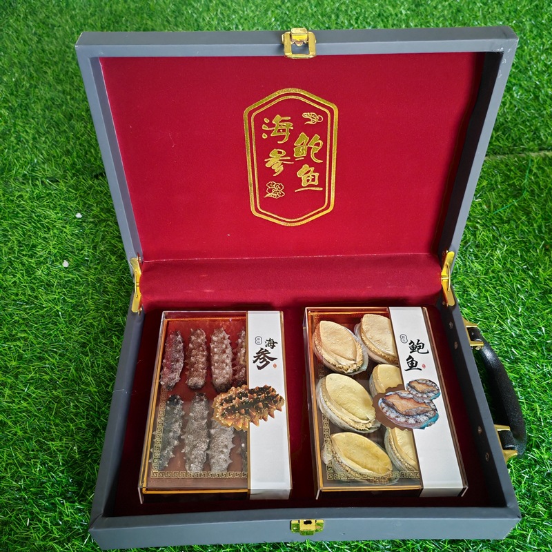 高档传统滋补品海参鲍鱼双拼礼盒刺参加冻干鲍鱼手提送礼员工福利