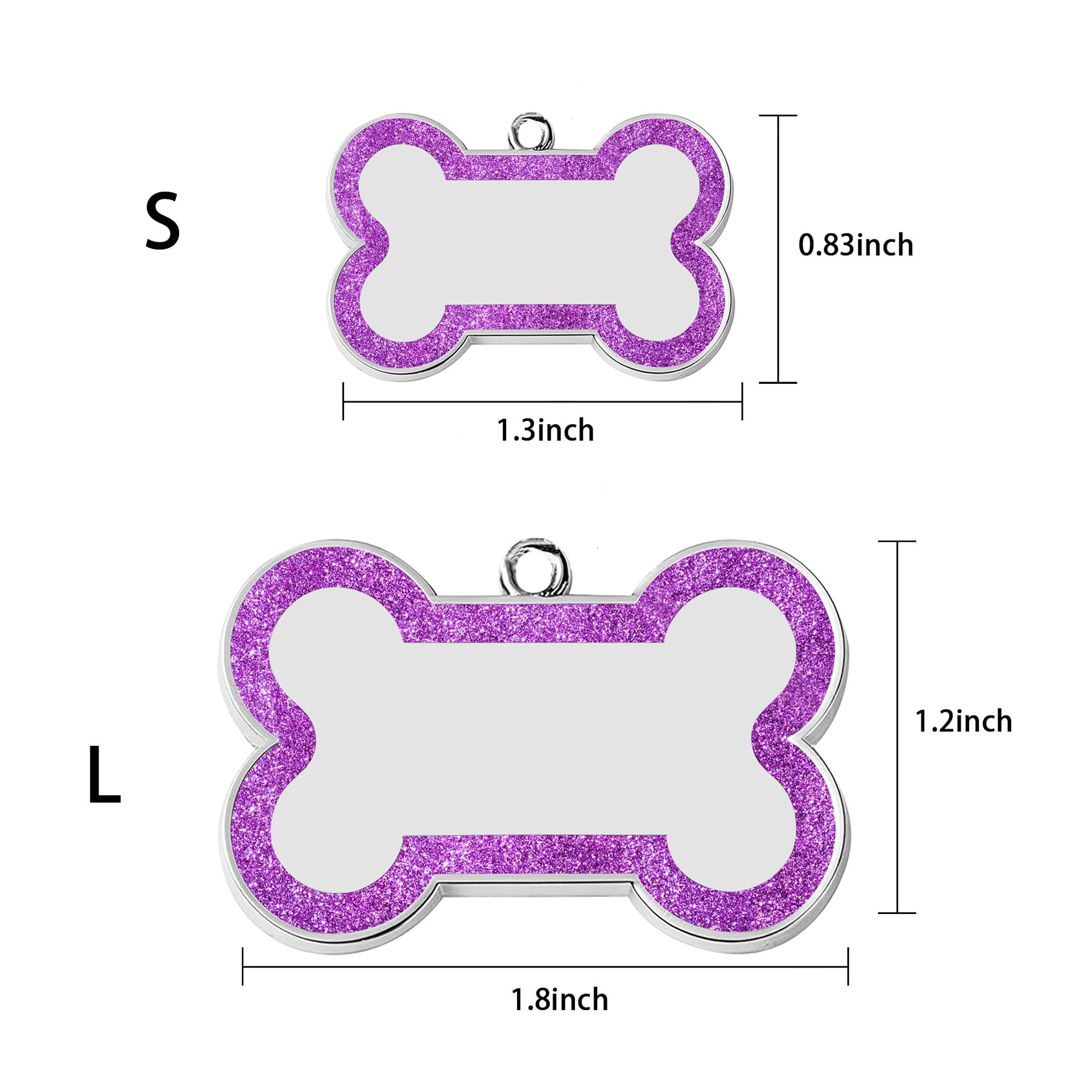 Amazon perro anti-perdida tarjeta de perro es tarjeta de identificación de hueso borde polvo brillante mascota collar de gato para perder la lista