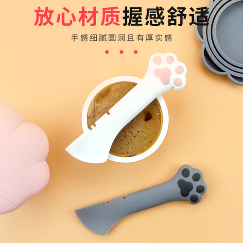 Pet canned spoon can opener sealing lid wet food dry food spoon tableware supplies feeding mixing spoon cat canned lid 6