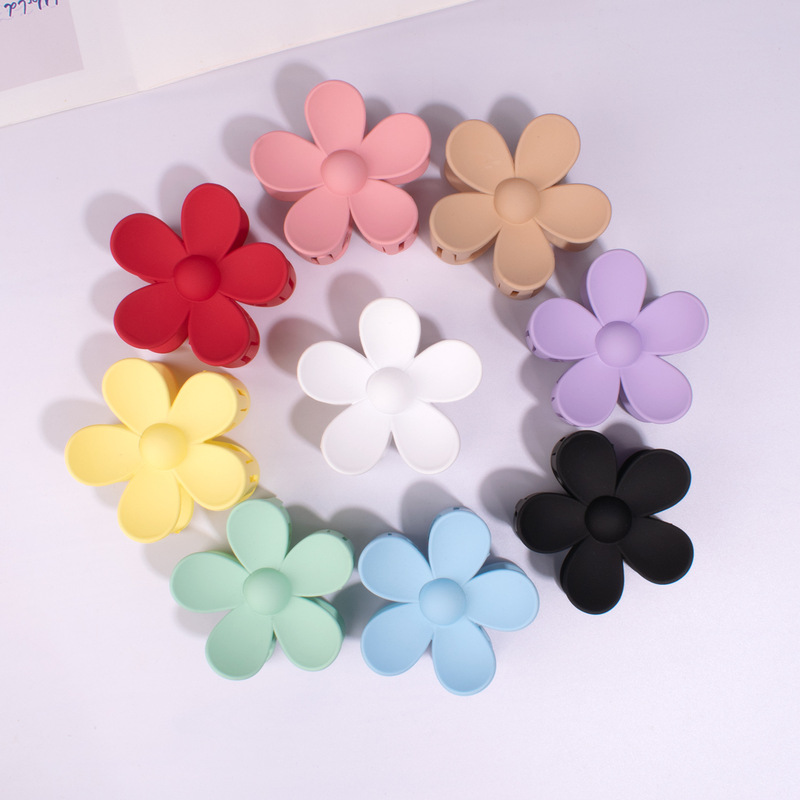 Korean and Japanese Style New Clip Candy Color Flower 75mm Large Claw Clip Matte Hair Clip Sweet Hyuna Style Hairpin
