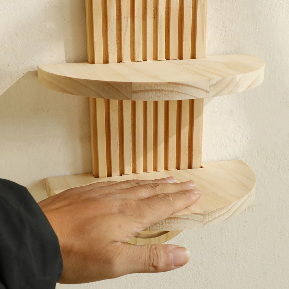 Nuevo producto transfronterizo roscado ovalado creativo estante de pared de madera maciza artesanía de madera decoración de sala de estar del hogar