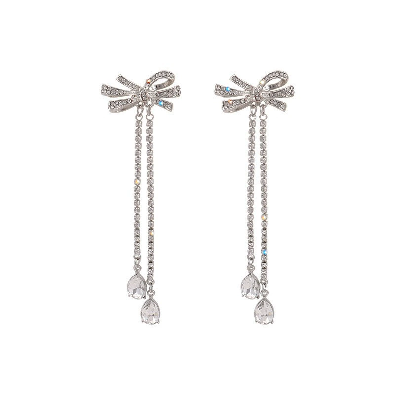 Серьги из серебра 925 пробы, Tassel из циркония, длинная легкая подвеска