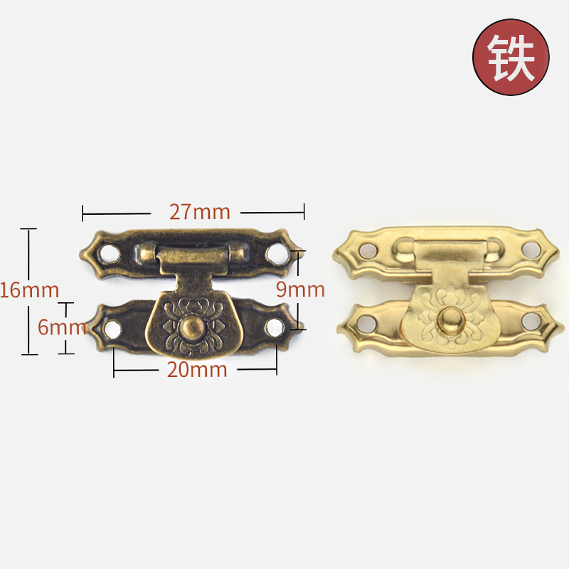 Retro wooden box buckle buckle cursor buckle packaging box lock Chess Box hardware accessories wholesale