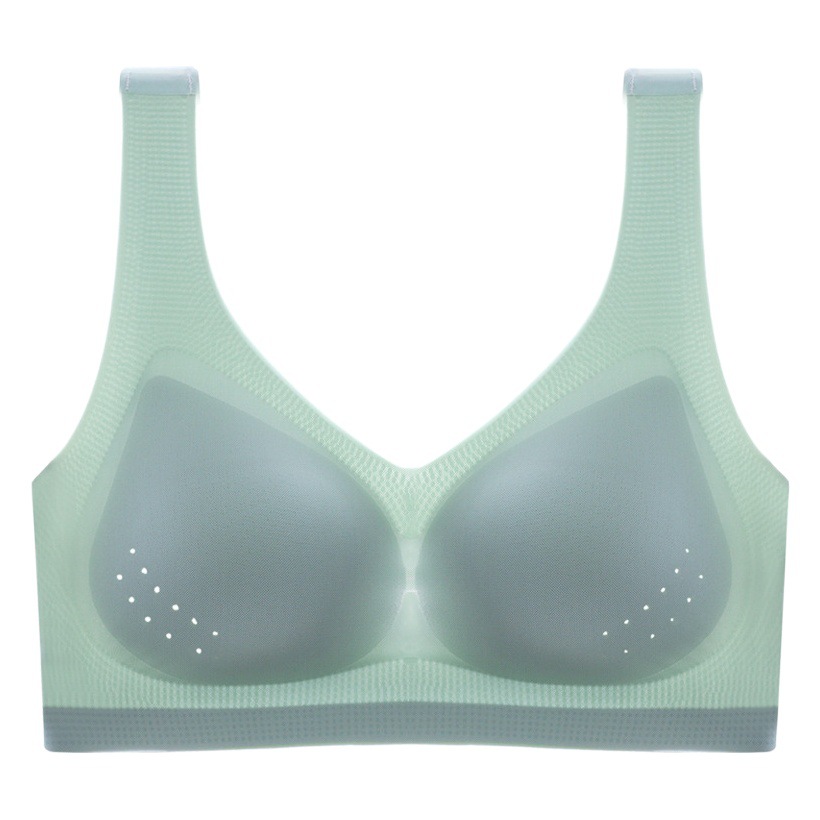Verano de seda fina de hielo espalda push-up sujetador sin costuras de una sola pieza de pecho chaleco-estilo transpirable sueño sujetador para las mujeres
