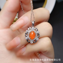 新款天然火欧泊S925银镶嵌主石6*8mm百搭网红爆款女饰批发