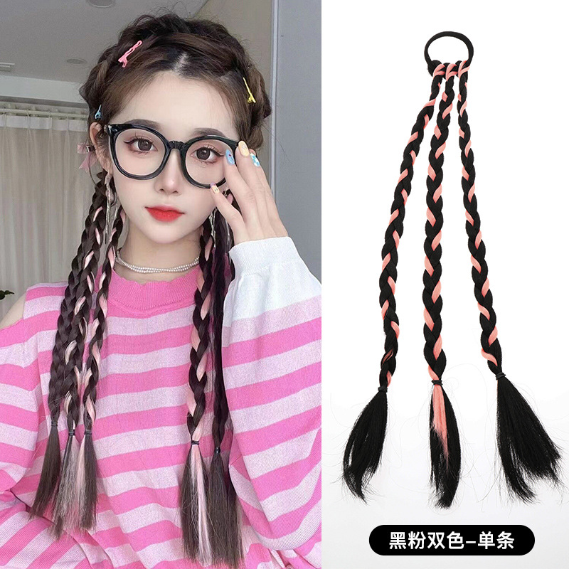 Pelo falso trenza hembra chica caliente trenza sucia Cola de Caballo dulce chica fresca giro natural trenza larga Internet celebridad trenza de boxeo trenza trenzada de cabello trenzado