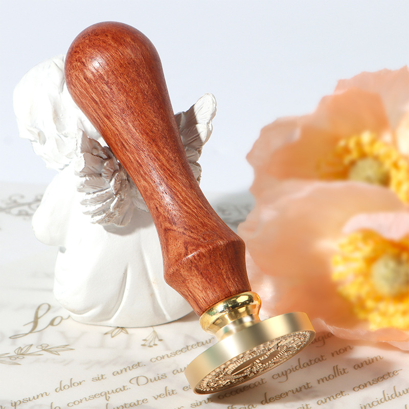 Sello de pintura de fuego sello de cera sello letra bendición palabras en stock sello de cobre cabeza flor pera mango de madera