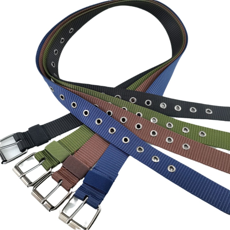 Men's canvas casual nylon pin buckle woven belt 16-hole stall night market belt sports pants belt manufacturer in stock