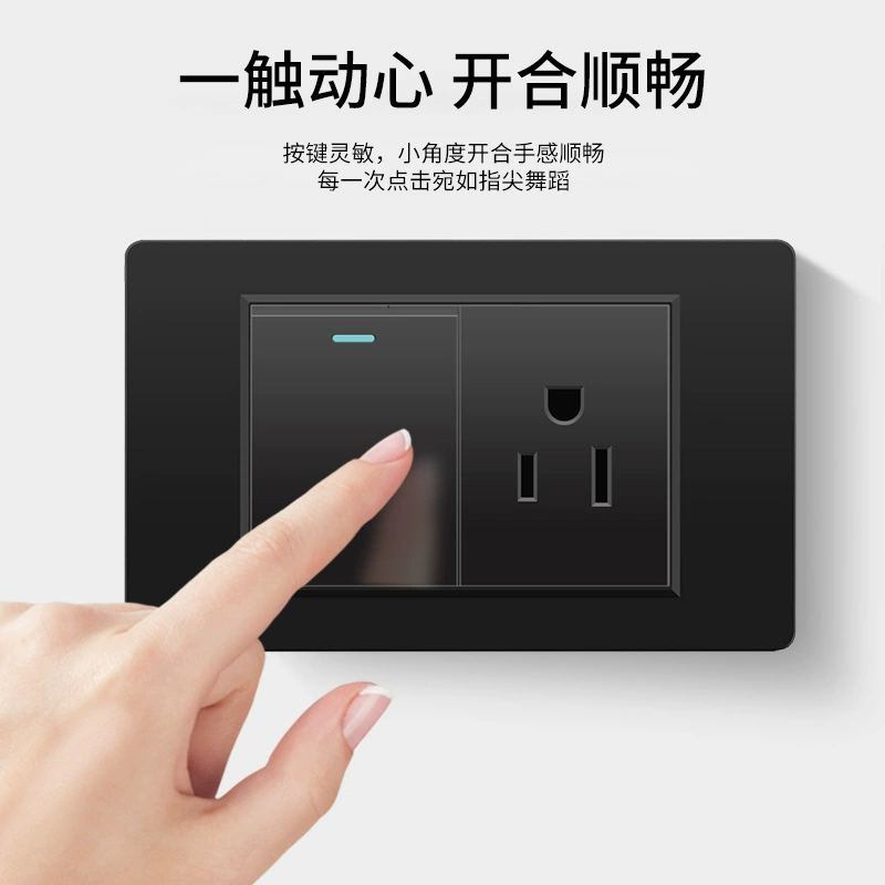Черная настенная панельная розетка с 118 тип switch, тайваньская розетка с 20W type-C, шесть отверстий