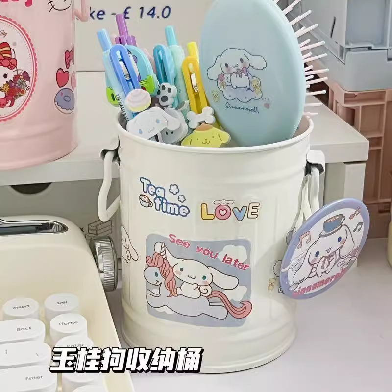 かわいいピンクの鉄のバケツイチゴ収納バケツ学生寮デスクトップ収納ボックスインリトルレッドブック同じクマペンホルダー|undefined