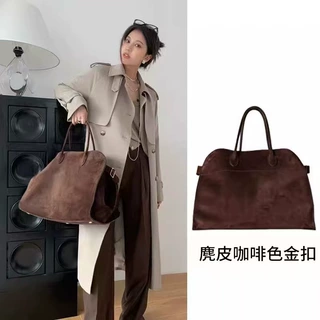 TheRow托特包 Margaux 15麂皮真皮高级大容量手提包旅行包轻奢