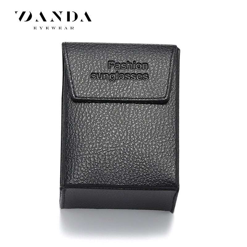 Nueva caja de almacenamiento de gafas plegables caja de cuero cuadrado negro portátil de fábrica directa TR7501 gafas caso