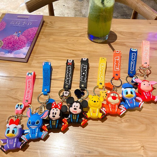 Couple Keychain Cartoon Doll School Bag Pendant Bag Pendant Car Keychain PVC Soft Plastic Doll Wholesale