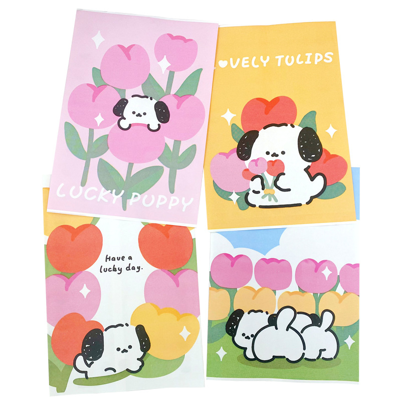 Flor de tinta de dibujos animados lindo jalea perro bolsa de almacenamiento de papel mini bolsa de papel accesorios de decoración