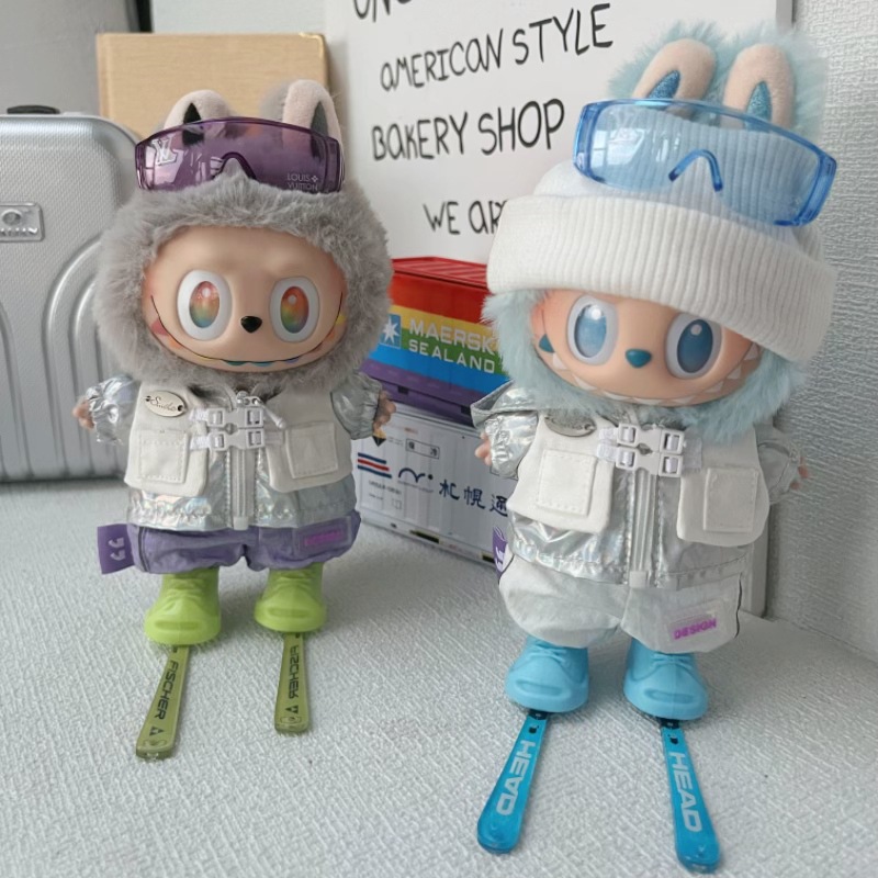 Clothes Only] First, Second and Third Generation Labubu Doll Clothes Zipper Sweatshirt Suit Labubu Hat Shoes Trendy