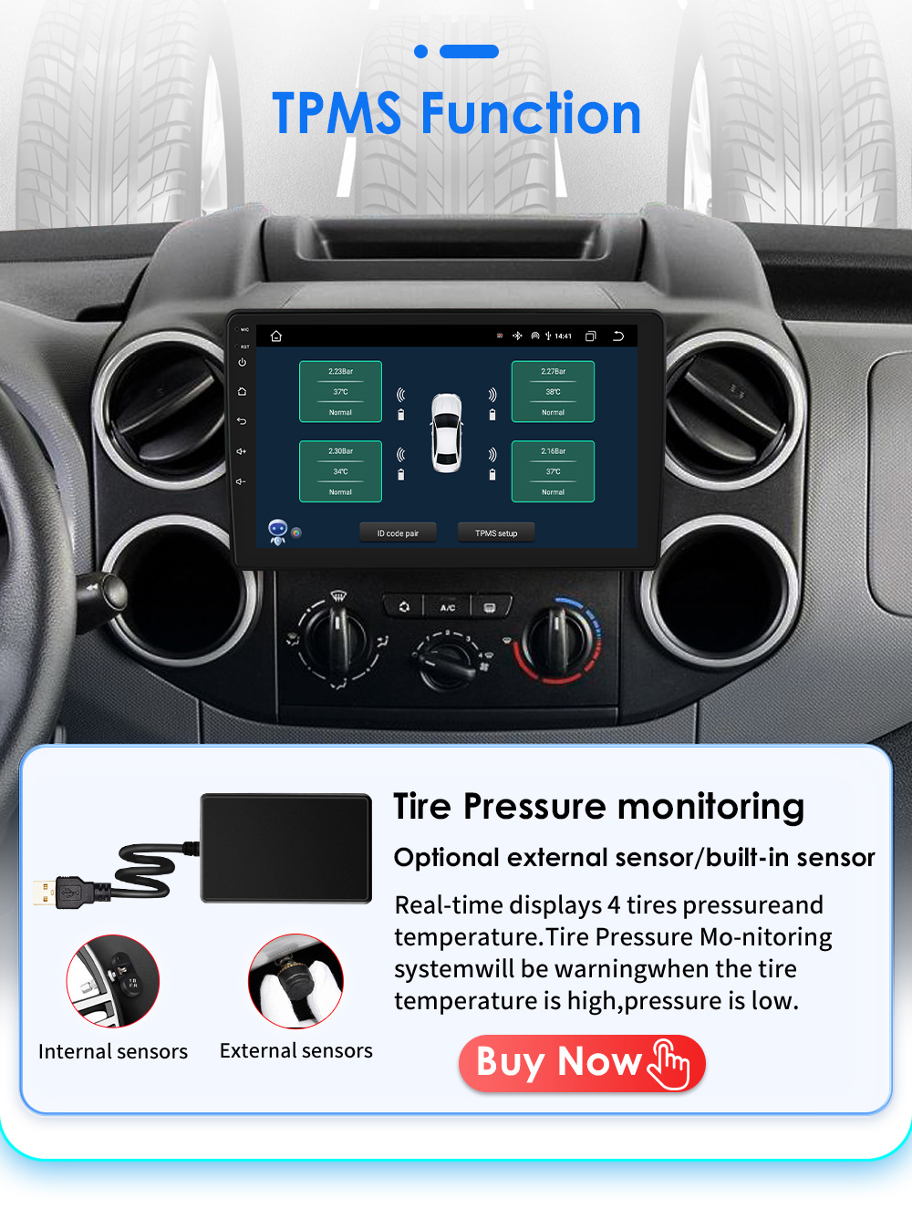 Applicable to 08-19 Citroen B9 Peugeot Partner Android smart large screen car central control Navigator