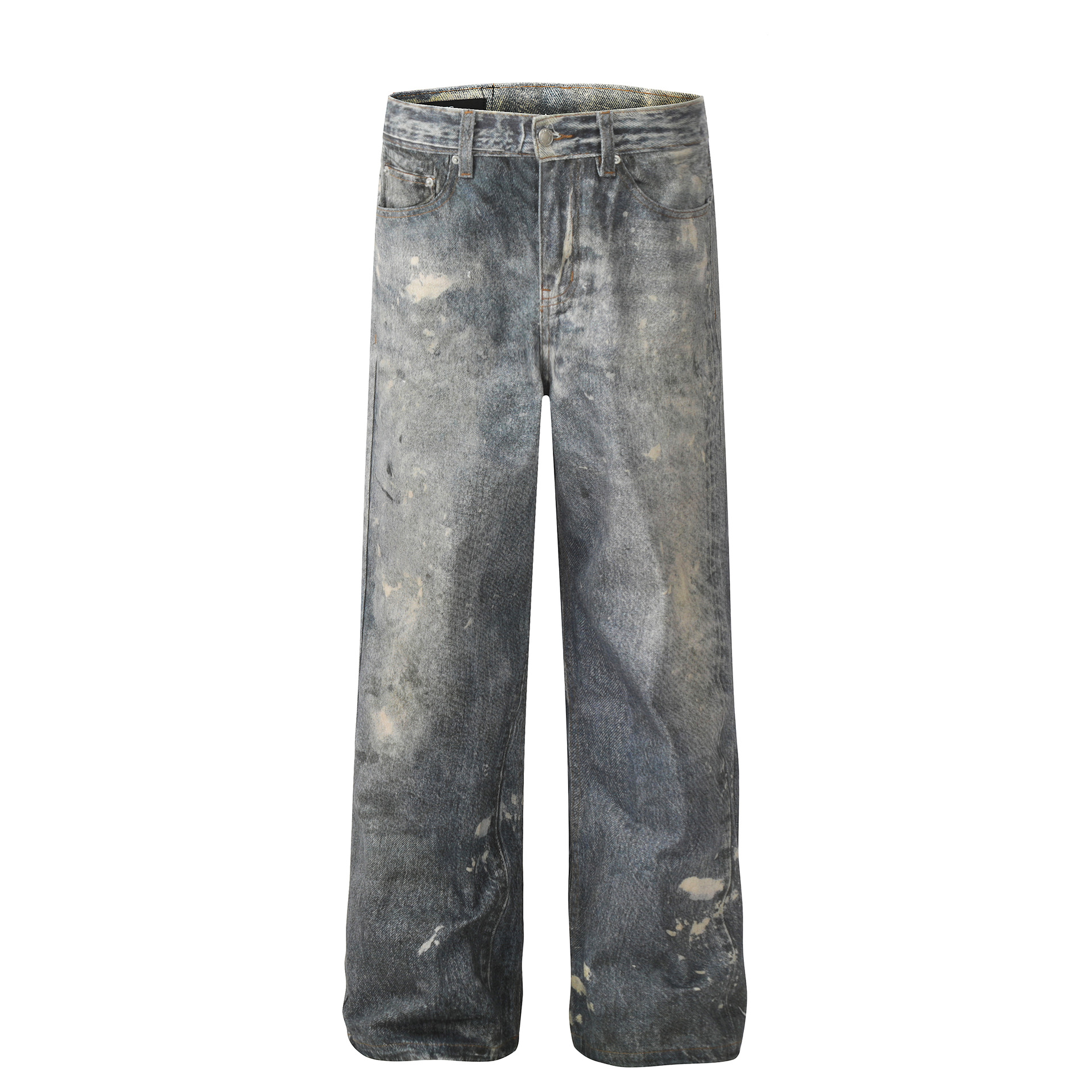 Men's Clothing G6456 Retro 2024 trend men's street heavy paint old design high men's and women's denim trousers_viptrois.com