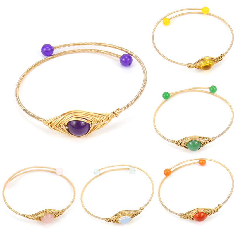 Amazon New Arrival Handmade Winding Golden Agate Bead Opening Simple Bracelet Bracelet Devil Eye Bracelet B44