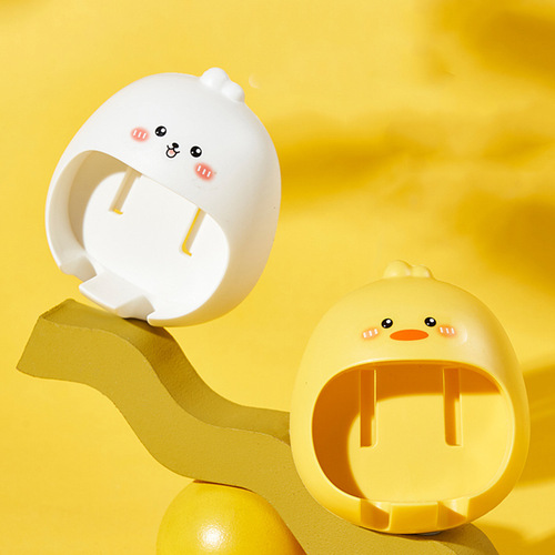 Cartoon wall-mounted toothbrush holder without punching, bathroom placement bracket, egg yolk duck toothbrush holder to hold toothbrush artifact