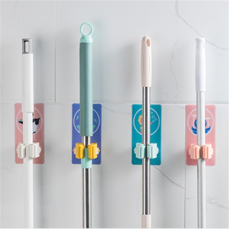 Gancho de trapeador sin punzonado Soporte de trapeador de baño de dibujos animados sin costuras Gancho de almacenamiento de escoba Clip de trapeador autoadhesivo fuerte