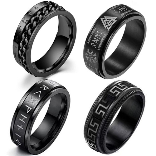Amazon source Viking titanium steel rotatable decompression rotating ring stainless steel rune men's ring ring