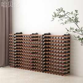 红酒架葡萄酒展示架置物架红酒瓶简约现代酒架摆放实木架家用酒柜