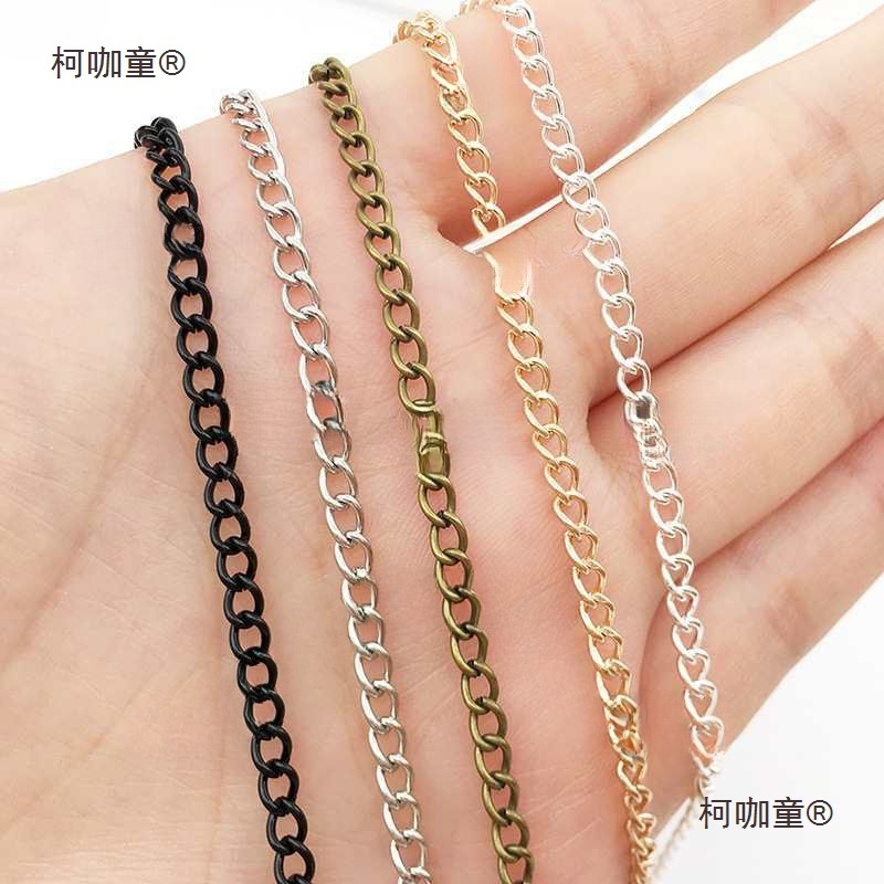 批发麻花链吊牌链广告吊旗链挂牌链 DIY饰品10米铁链3mm斜8麦太保