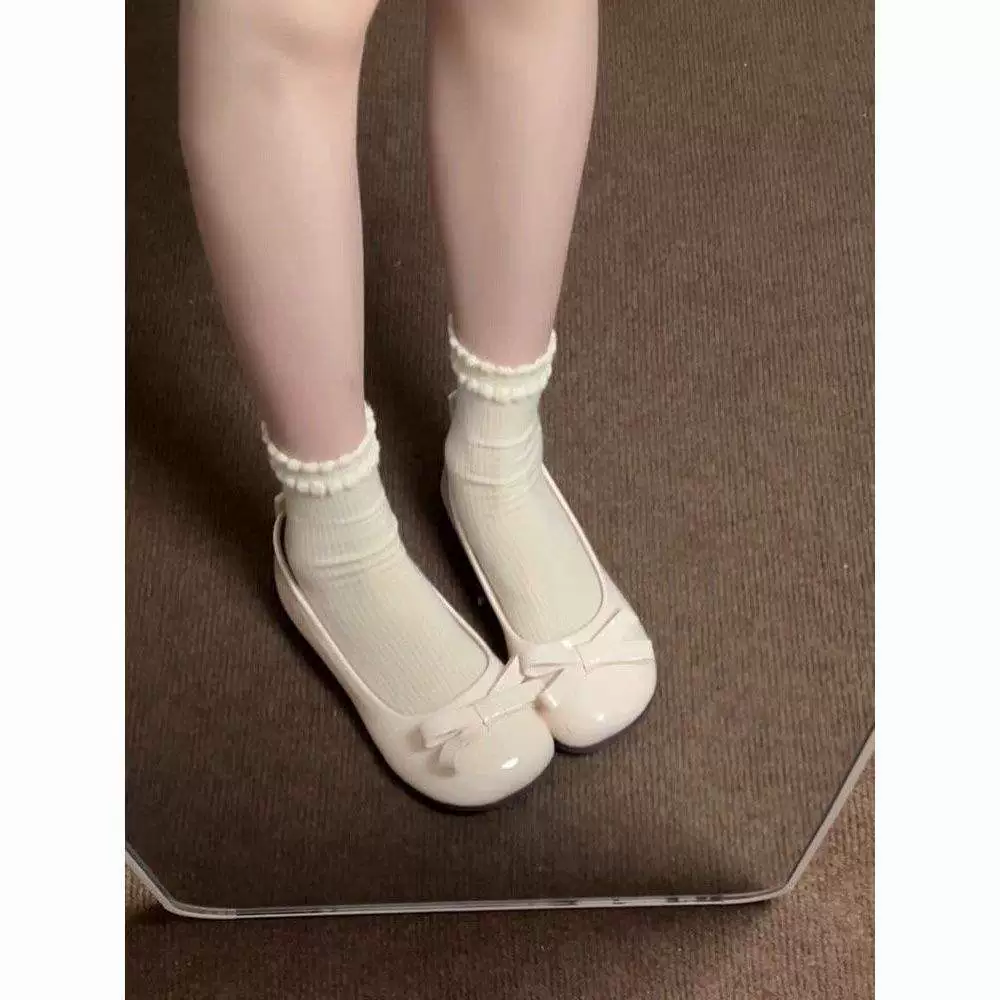 Мягкие туфли-мэри-джейн на плоской подошве, весна-осень 2025, новый стиль с бантом, универсальные, милые, для юбки и вечернего образа