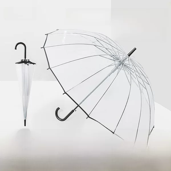 Thickened Transparent Umbrella, Reinforced Wind-Resistant Long-Handled Umbrella, Custom-Made Automatic Solid Color Umbrella, Advertising Umbrella, Gift Transparent Straight Umbrella