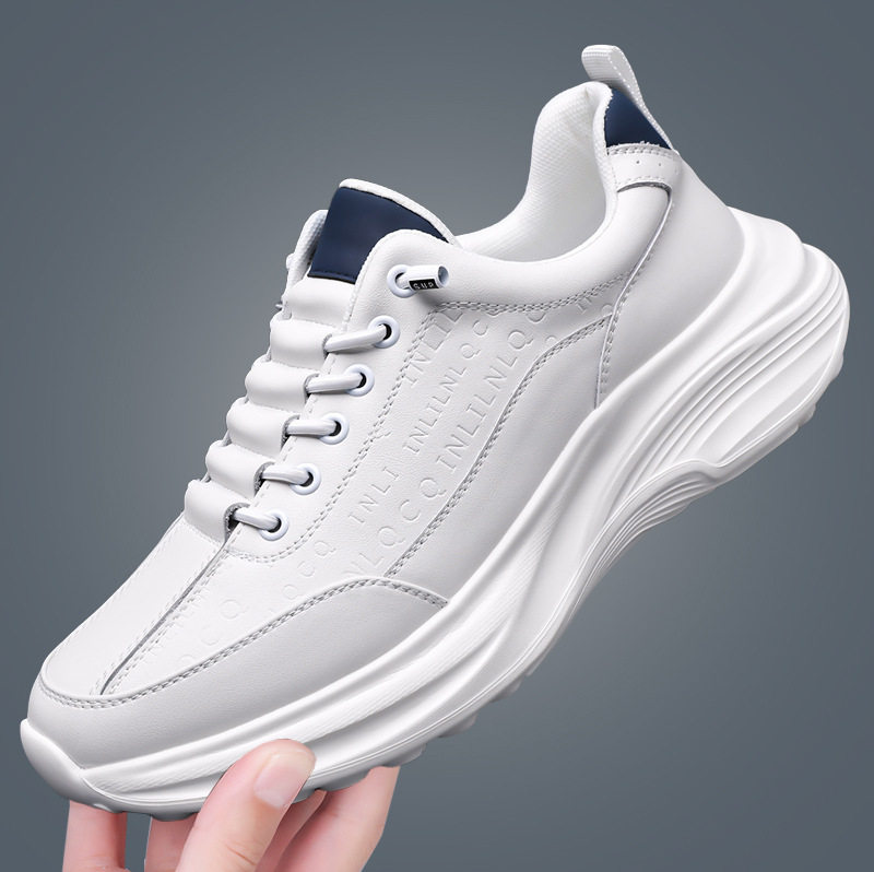 Giày thể thao nam da lộn nhẹ đế mềm phong cách casual, gót 3–5 cm — H6609 màu trắng, H6609 màu đen