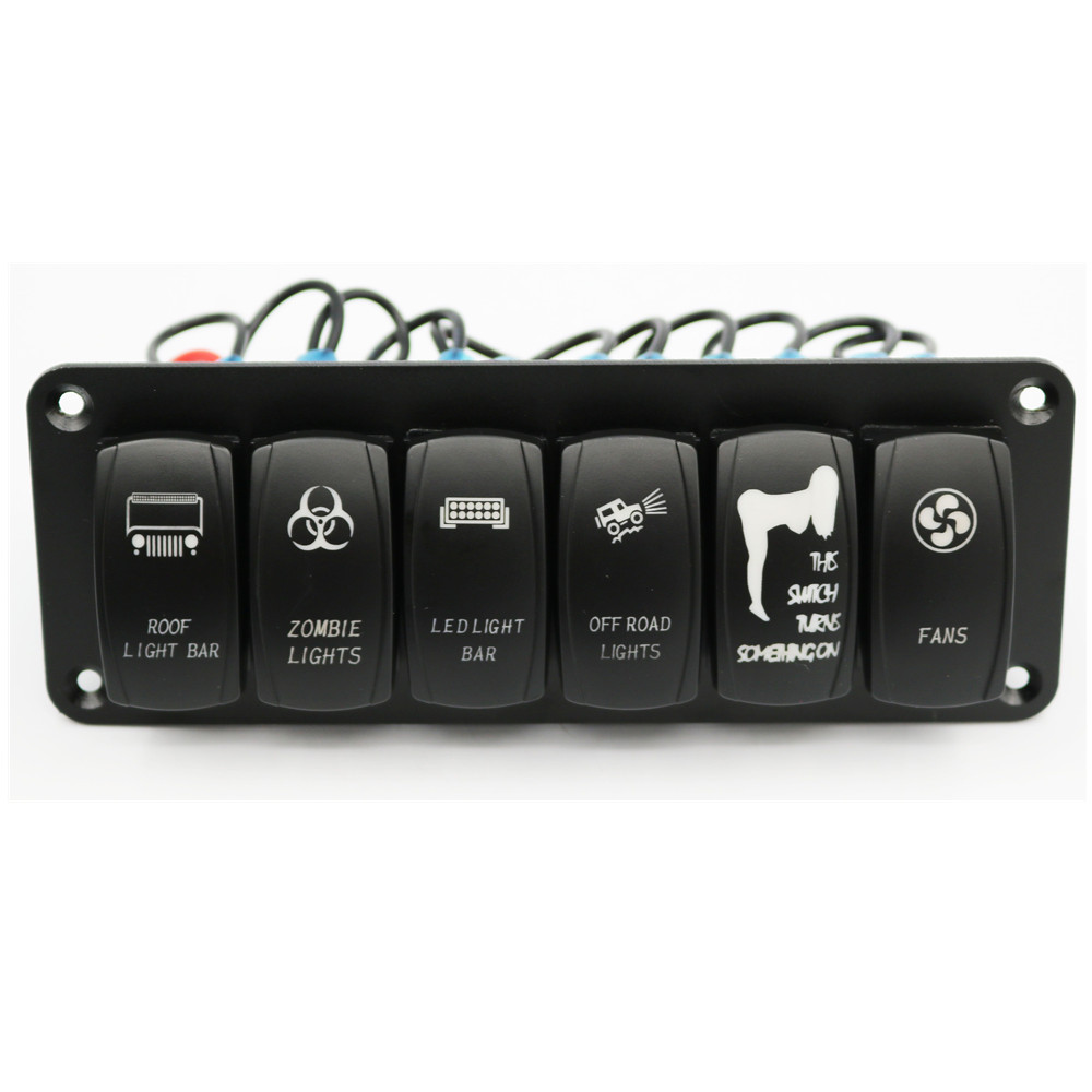 跨境船型开关组合面板改装汽车游艇船舶巴士房车开关六位翘板开关