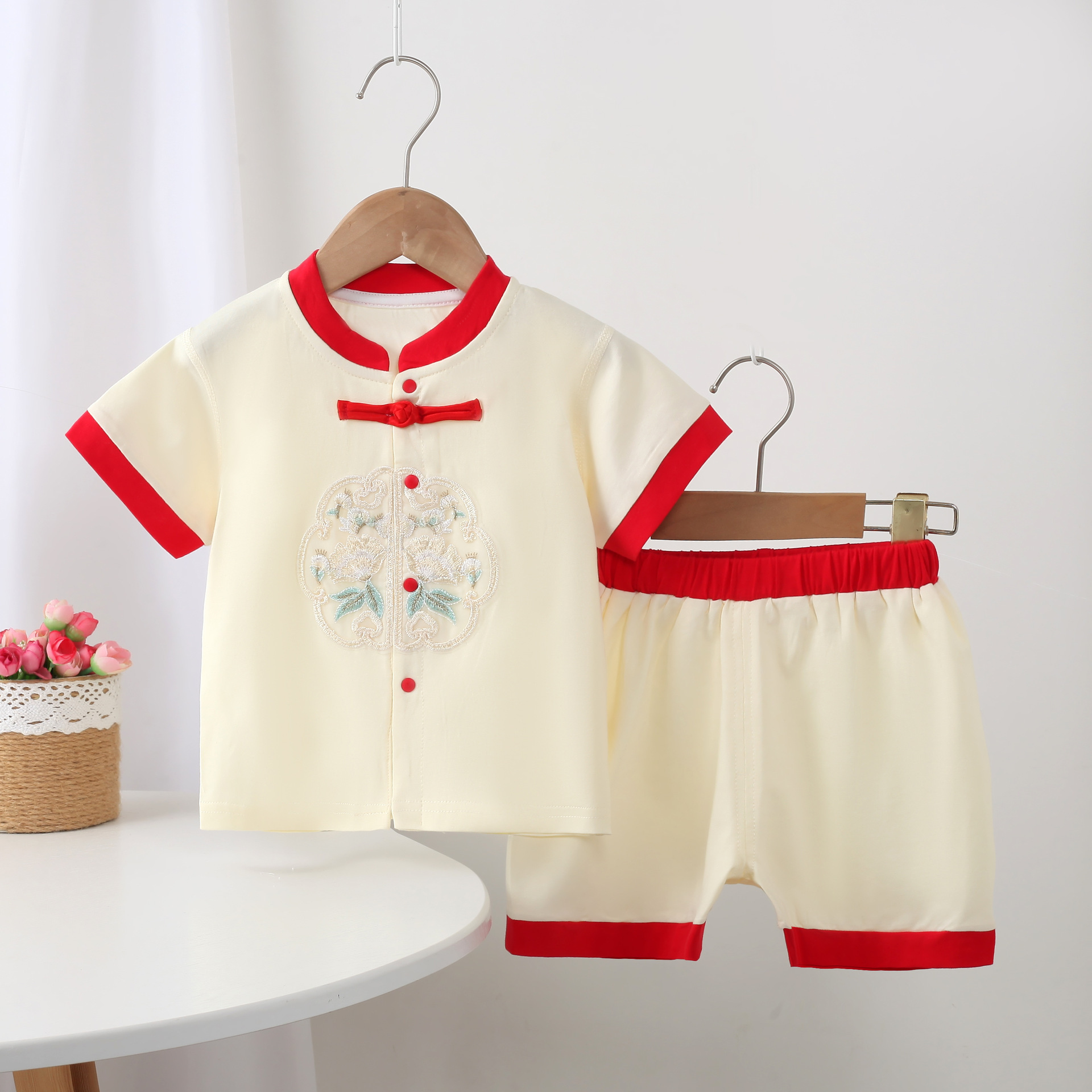 [레드] 반팔 중국식 정장