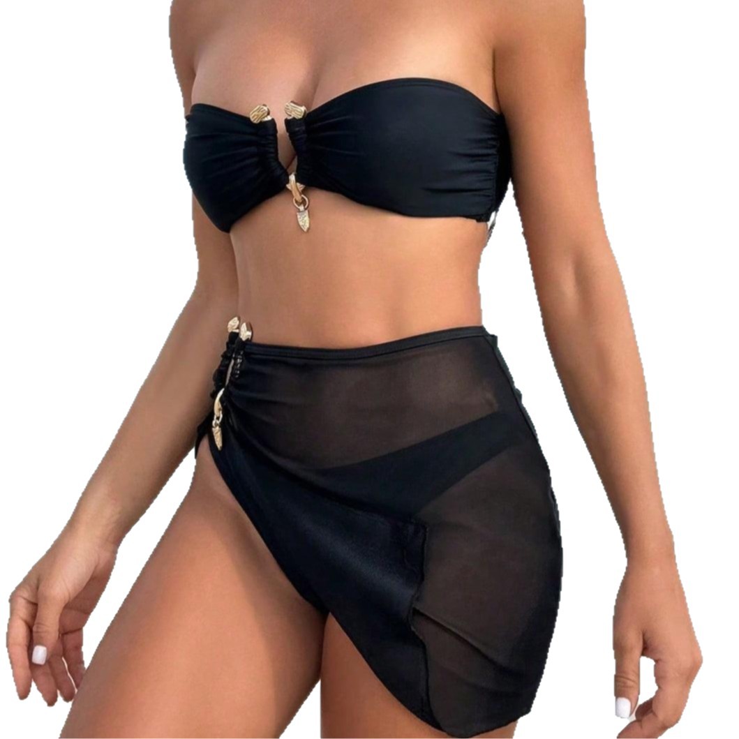 Women's Jacquard Bikini Set – Solid Color Sexy Two-Piece Swimwear With Special Fabric For Beach & Pool_ecoleips.com