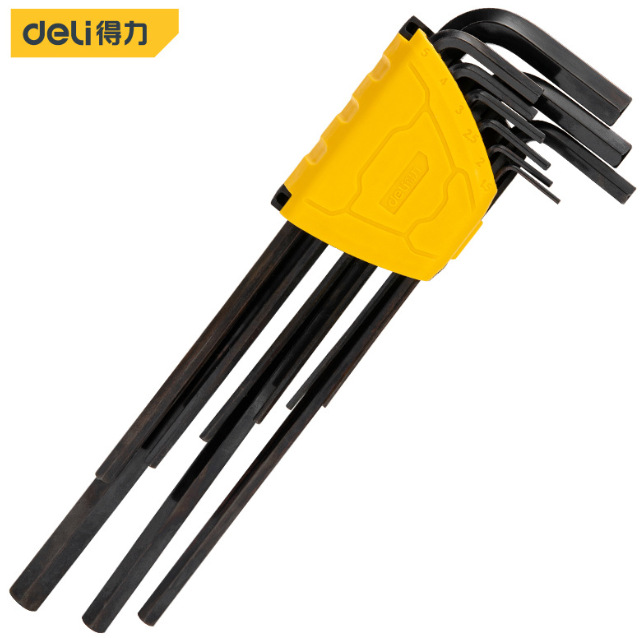 得力发黑标准平头内六角9件套DL231109H公制加长款内六方L型扳子