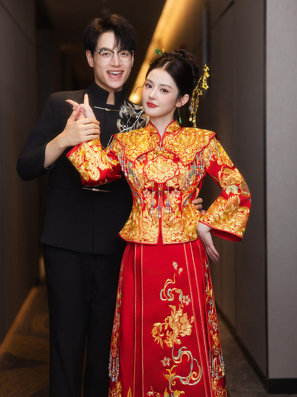 龙凤褂新娘秀禾服2025新款中式嫁衣结婚小个子婚服婚礼服重工褂皇|undefined
