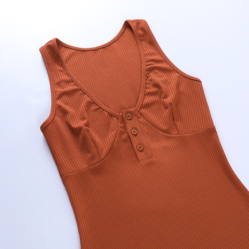 Solid Color Sleeveless Square Collar Slim Dress NSAFS102514