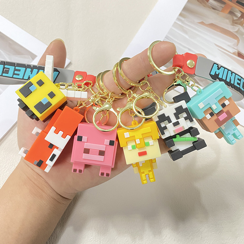跨境创意我的世界3D沙盒游戏钥匙扣Minecraft情侣钥匙扣包包挂件