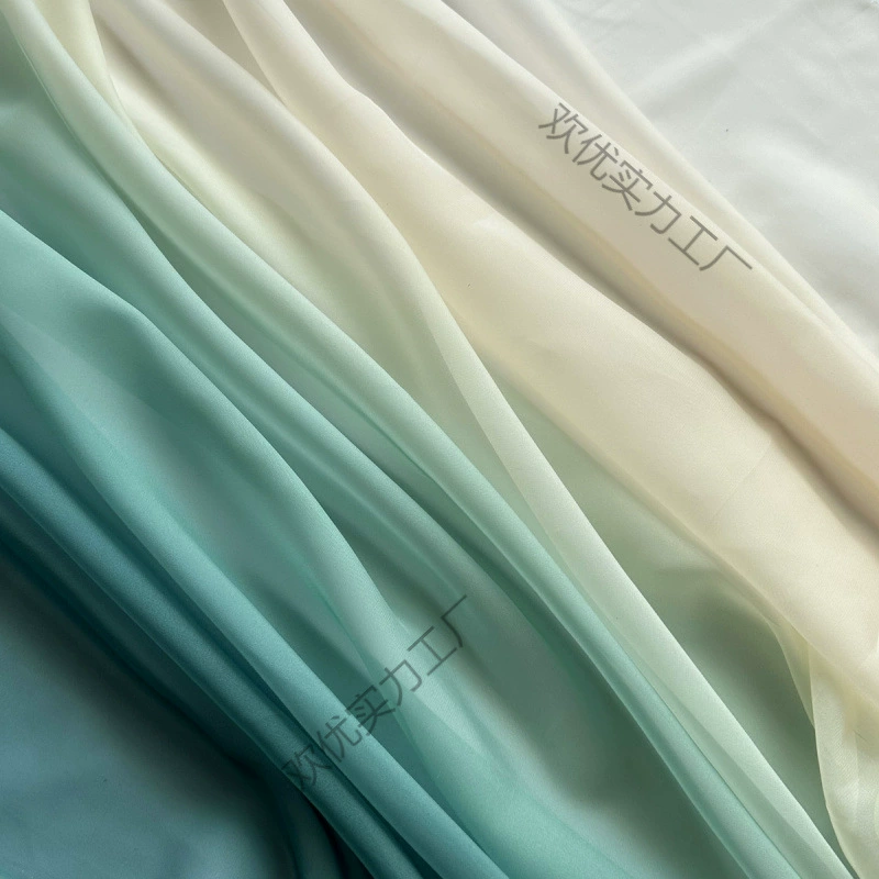 Шелковая шифоновая ткань длинная зашифрованная шифоновая градиентная печать