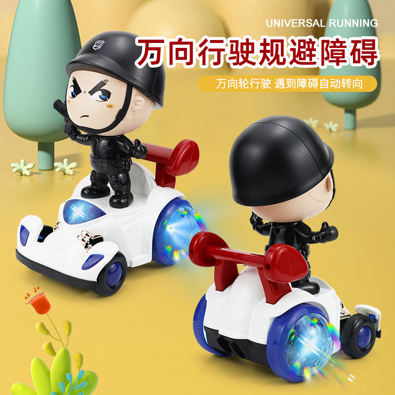 Coche de policía infantil TikTok mismo juguete al por mayor Juguete eléctrico giratorio Kart música fresca transfronteriza