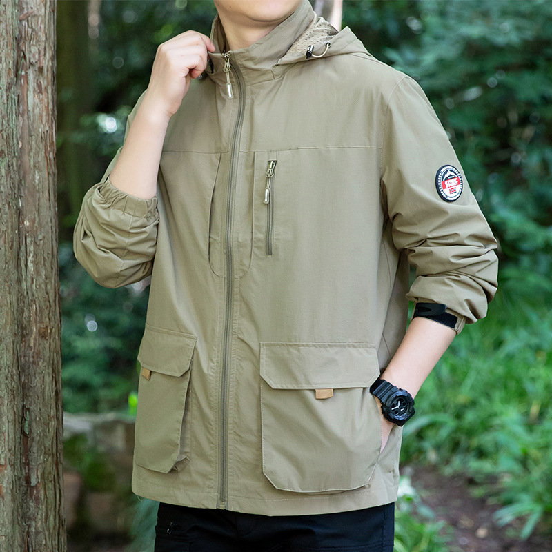 Cross-border Aliexpress vestir de asalto para hombres, abrigo deportivo ventilado al aire libre, chaqueta grande para hombres, chaqueta abierta