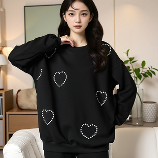 chubby girl Korean love printed jacket fashion loose slim vests 300kg 2024 autumn extra large women's clothing
