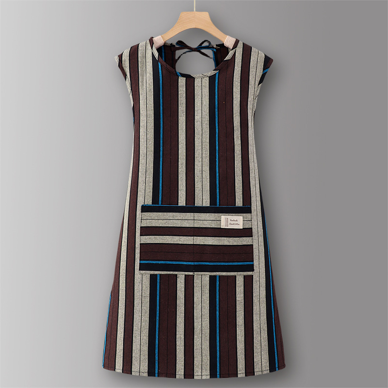 다크 커피 ZJ703 조끼 순면 넓은 세로 패턴