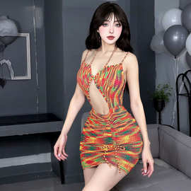 新款纯欲情趣内衣女挑逗露背毛衣性感激情套装免脱小胸制服睡衣